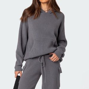 EDIKTED - wynter oversized knit hoodie in gray size small SOLD OUT IN ALL SIZES